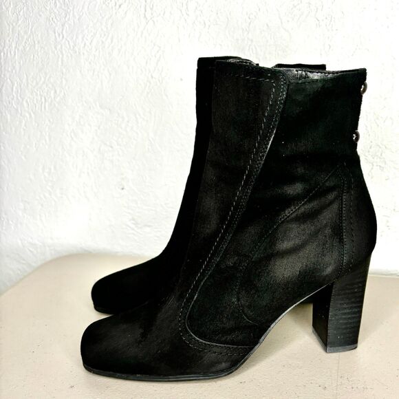 Franco‎ Sarto Vevet Black Suede Square Toe Tall Ankle Bootie Womens Size 7.5 M - Picture 1 of 12
